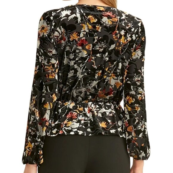 Rachel Roy Floral Velvet Burnout Alma Peplum Top Fairy Whimsigoth Size Large - Picture 2 of 16